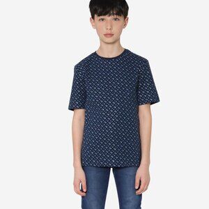 Boss Boys Printed Short Sleeve Shirt Size 12 XS Blue Green Logo Cotton